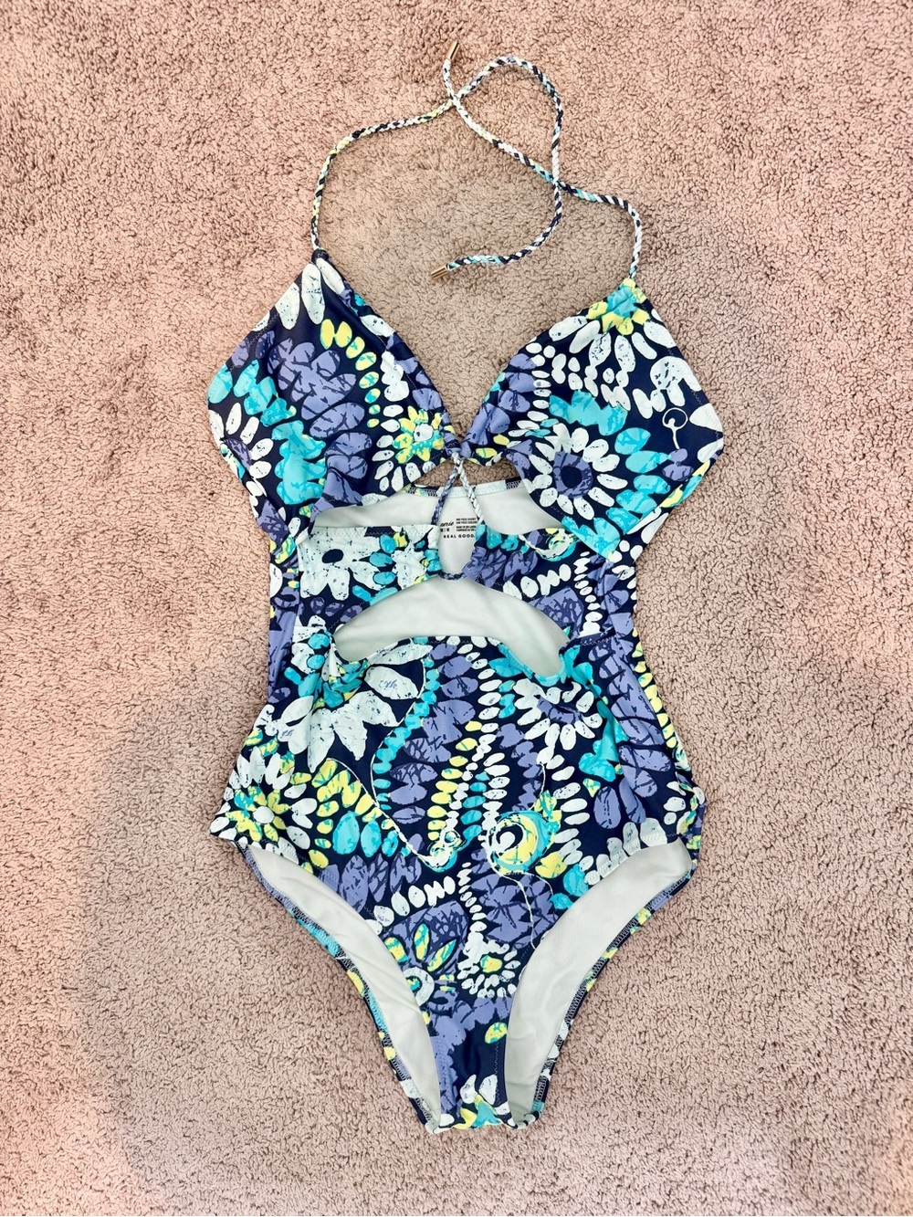 Coastal Y2K Cutout One Piece Swimsuit Floral Retro Beachcore Aerie M Cheeky F02
